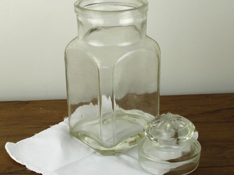 grote glazen snoeppot