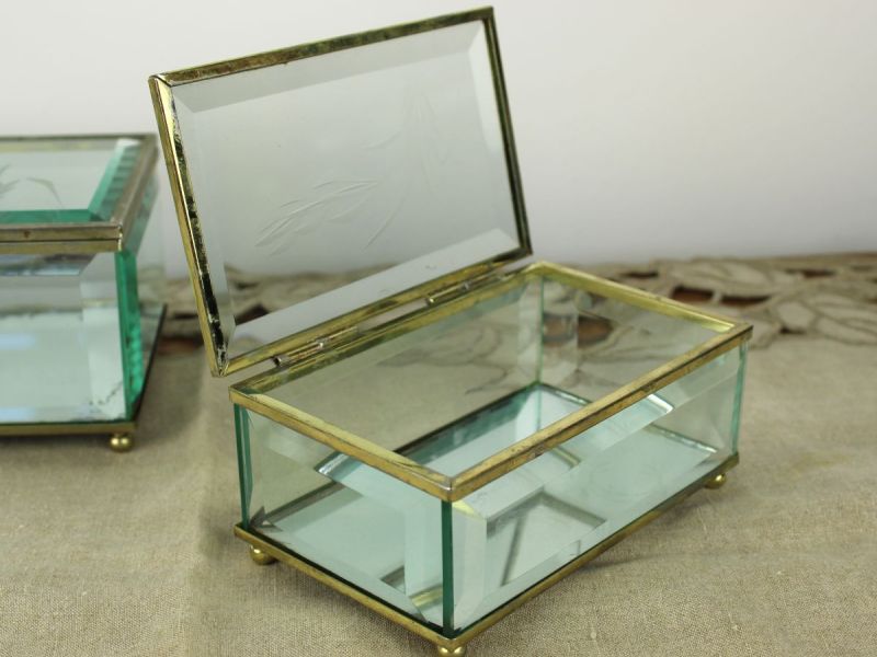 sieradendoos glas met messing