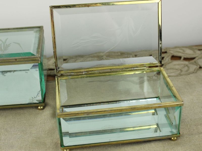 sieradendoos glas met messing