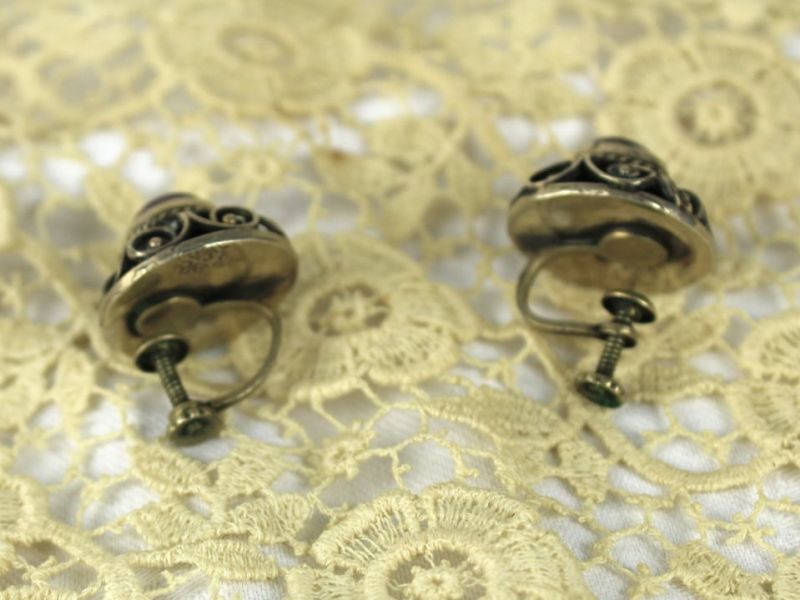 oorbellen mexico zilver amethist screwback