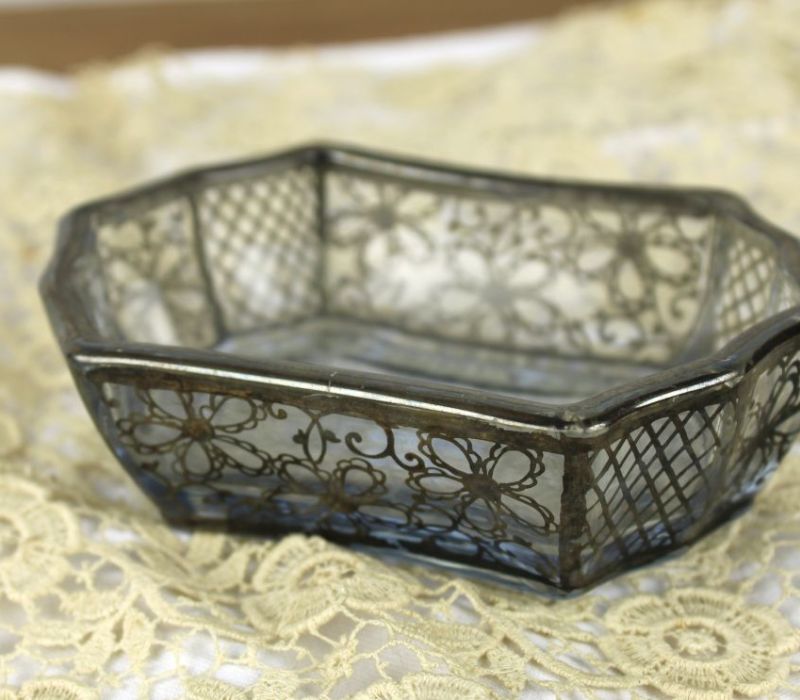 Venetiaans schaaltje glas met zilververf