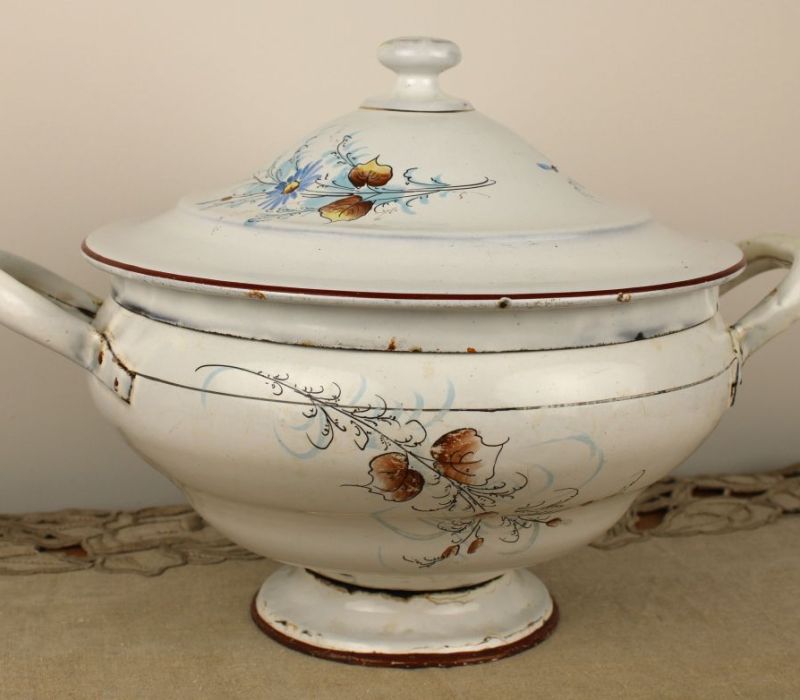 emaille terrine met bloemen