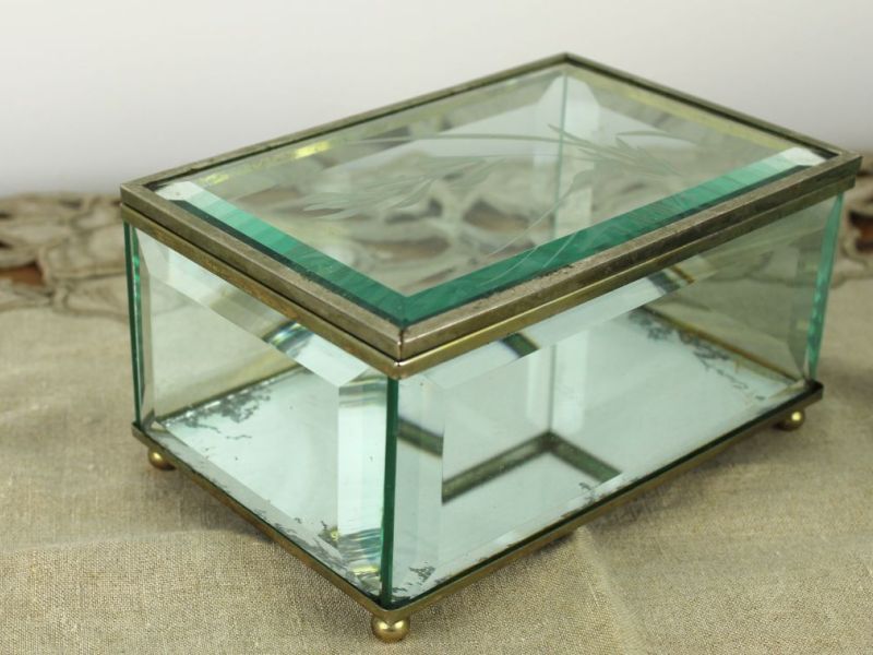 sieradendoos glas met messing